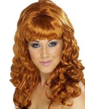 Ladies 60s Beehive Beauty Fancy Dress Wig Auburn